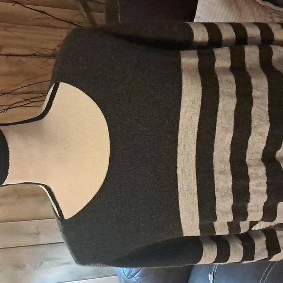 Orvis Women 100% Cashmere Crew Neck Sweater Tunic Size L Gray Striped Soft Comfy - Picture 2 of 10